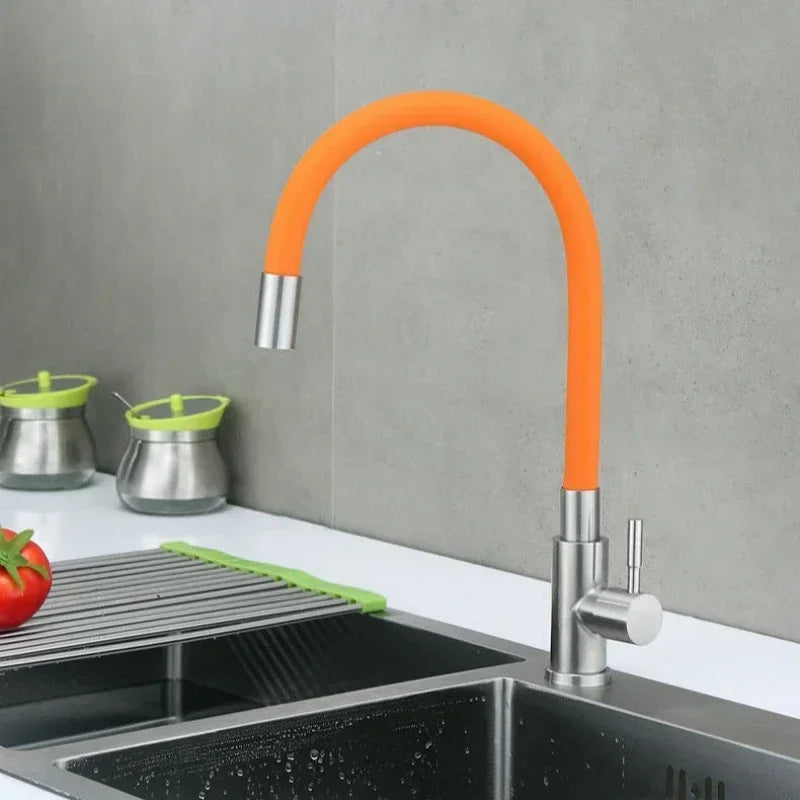 Robinet de Cuisine Flexible Eau Froide en Silicone, Pivotant 360°, 3 Coloris