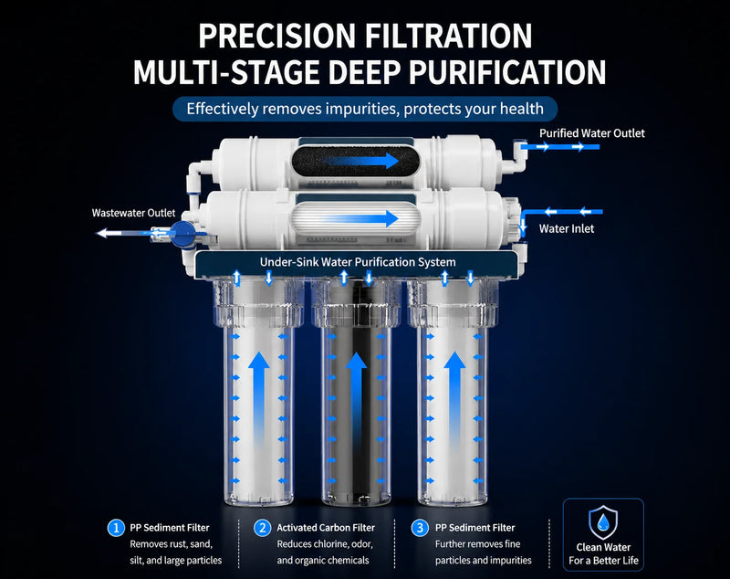 Filtre à Eau Sous Évier 5 Étapes, Purificateur par Ultrafiltration avec Robinet