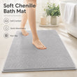 Tapis de Bain Chenille Gris Clair Antidérapant Absorbant, 2 Tailles