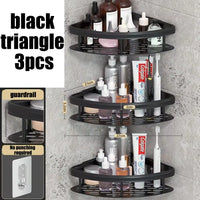 Étagère de Douche d'Angle Aluminium Noir