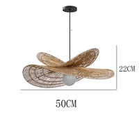 Suspension Cuisine Rotin Tressé Pétale, Brun ou Blanc, 40 à 100 cm
