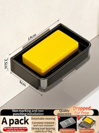 Porte-Savon Mural Sans Perçage avec Bac Égouttoir Amovible 13 cm