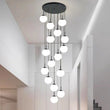 Suspension Cuisine Spirale Globes Blancs, Escalier ou Îlot, 3 à 25 Têtes