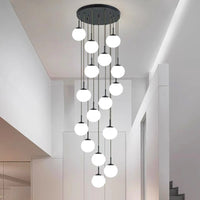 Suspension Cuisine Spirale Globes Blancs, Escalier ou Îlot, 3 à 25 Têtes