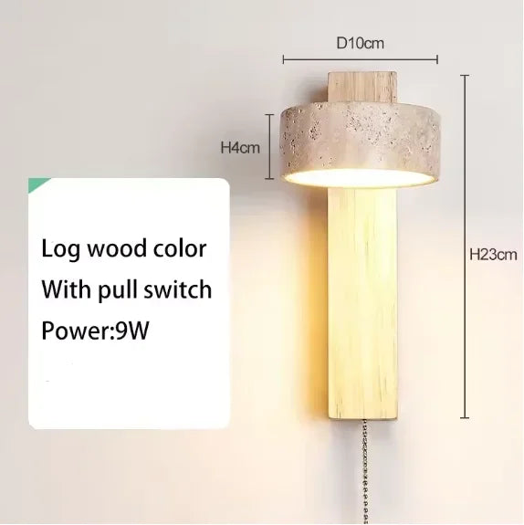 Applique Salle de Bain LED Travertin et Bois Orientable 32 à 70 cm