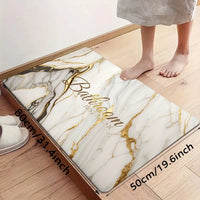 Tapis de Bain Marbre Blanc et Doré Antidérapant