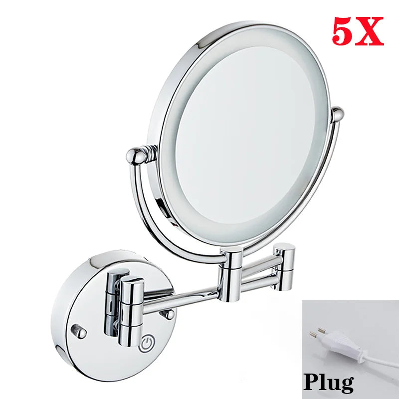 Miroir Grossissant Lumineux Mural Tactile x5, 8 Finitions au Choix, 20 cm
