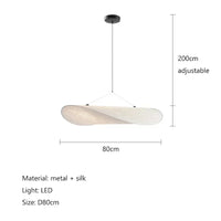 Suspension Cuisine Soie Blanche LED, Diamètre 40 à 80 cm