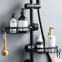Étagère de Douche Aluminium pour Barre ou Robinet, Noir ou Argent