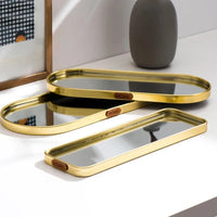 Plateau Miroir Doré Ovale ou Rectangulaire de 30 à 35 cm