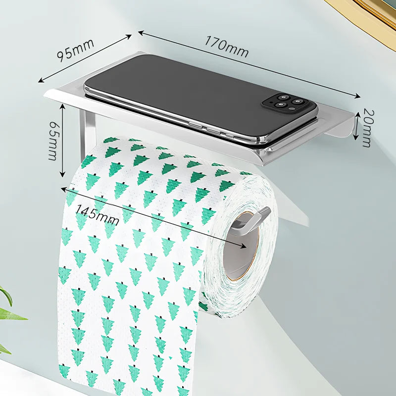 Porte-Papier Toilette Mural Aluminium avec Tablette, à l'Unité ou Lot de 2, 4 Finitions