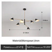 Suspension Cuisine Design Cônes Noirs 4, 6 ou 8 Lampes, Ø 130 cm