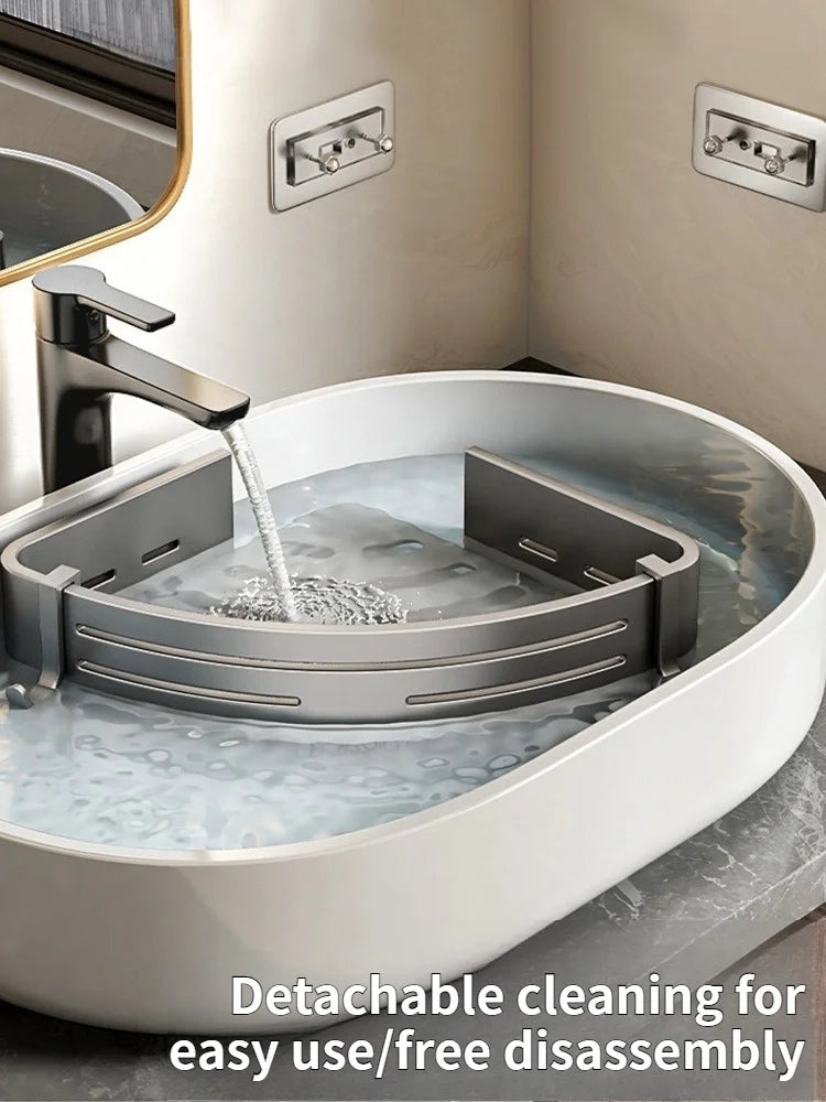 Étagère de Salle de Bain Sans Perçage Triangulaire ou Carrée 68 cm