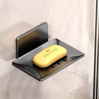 Porte-Savon Mural Sans Perçage en Inox, Noir, Blanc ou Gris, Autodrainant