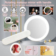 Miroir de Poche LED Rechargeable USB à Poignée Rotative, Rose ou Blanc