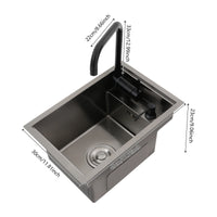 Évier de Cuisine Inox 304 Robinet Pliable, Gris Anthracite, 45 x 30 cm