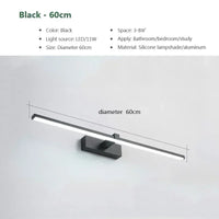 Applique Salle de Bain LED Noire ou Blanche, 40 ou 60 cm