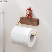Porte-Papier Toilette Mural en Bois avec Tablette Doré