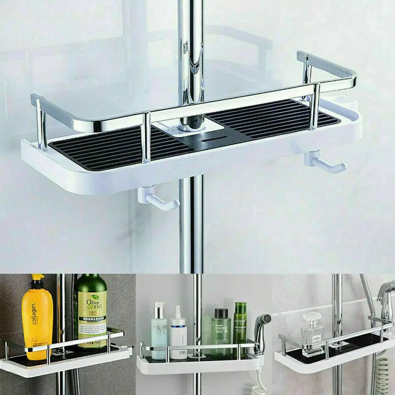 Étagère de Douche ABS pour Barre 22-24 mm, Noir ou Blanc