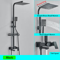 Colonne de Douche Carrée Laiton avec Étagère, Noir, Chromé ou Doré