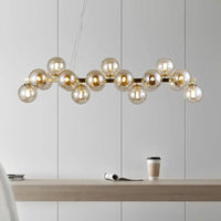 Lustre Suspension Cuisine Bulles de Verre, Cercle Doré, 15 à 25 Globes