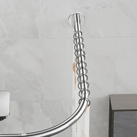 Barre Rideau de Douche d'Angle Inox Chromé, 80 à 130 cm