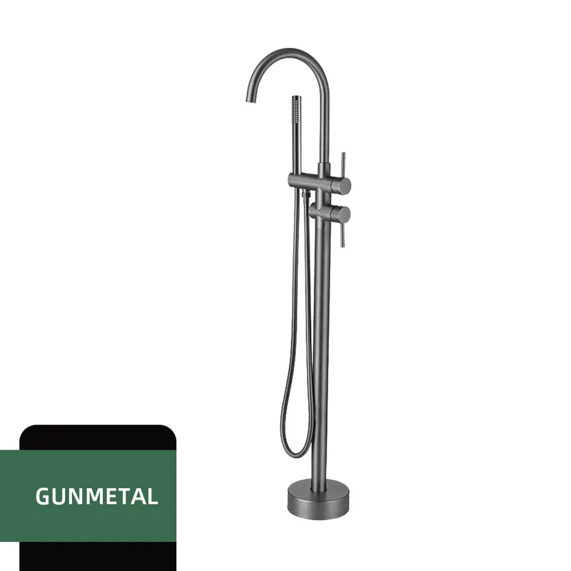 Robinet Baignoire Îlot sur Pied avec Douchette 1,5 m, Laiton, 6 Finitions
