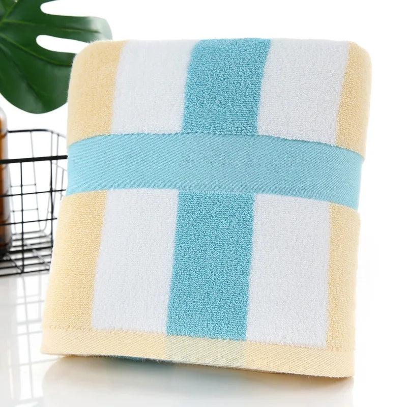 Serviette de Bain Éponge Rayée 70 x 140 cm en 4 Coloris