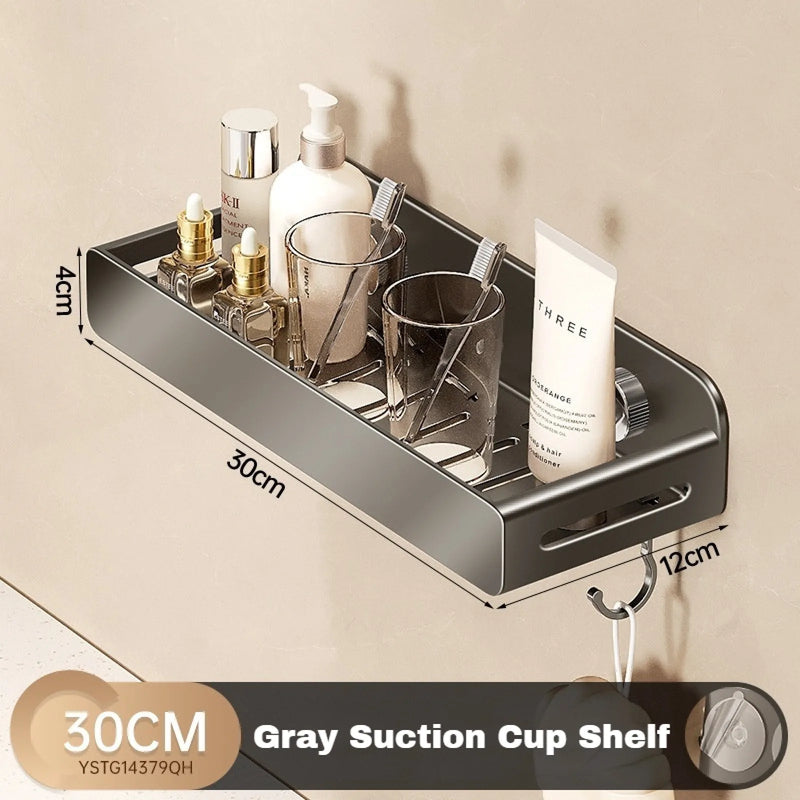 Étagère de Douche Grise Sans Perçage en Aluminium 50 cm