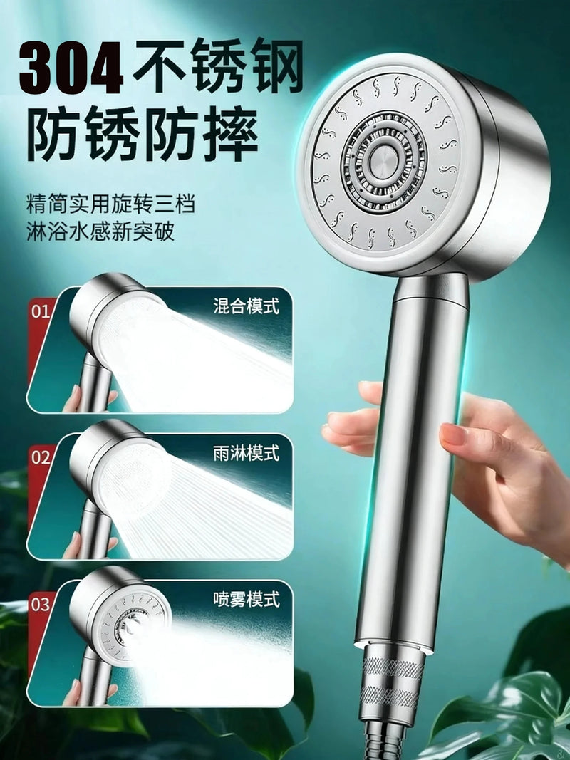 Pommeau de Douche Inox 304, 3 ou 5 Modes, Accessoires à la Pièce