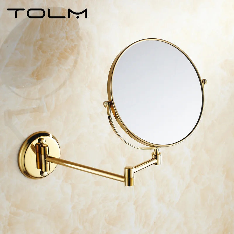 Miroir Grossissant Mural Double Face Doré Extensible