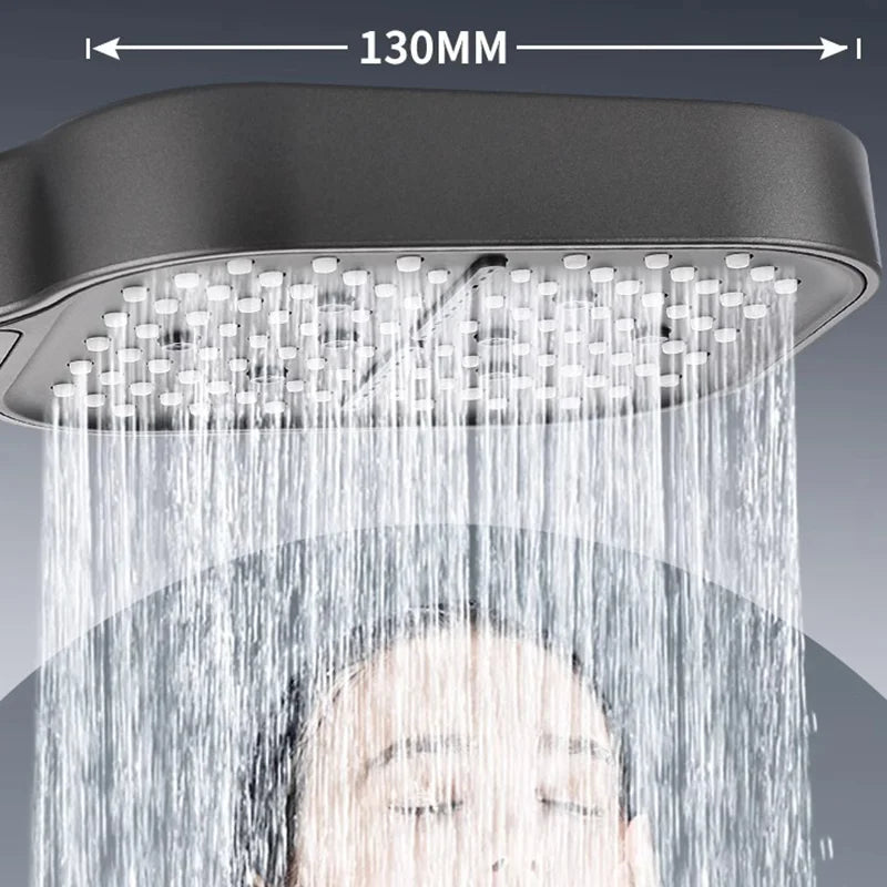Pommeau de Douche Haute Pression Carré ou Rond, Noir ou Chromé