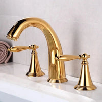 Mitigeur Lavabo 3 Trous Double Poignée en Laiton, 5 Finitions