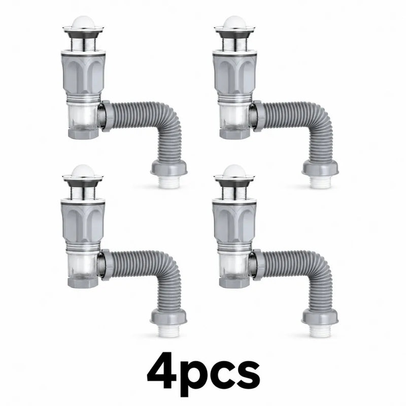 Siphon Lavabo Flexible 30-90 cm avec Bonde, Noir ou Gris