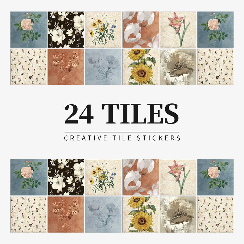 Autocollants Carrelage Adhésifs pour Crédence et Salle de Bain, 26 Motifs, Lot de 24