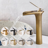 Mitigeur Lavabo Cascade Laiton, 9 Finitions, Bas ou Haut