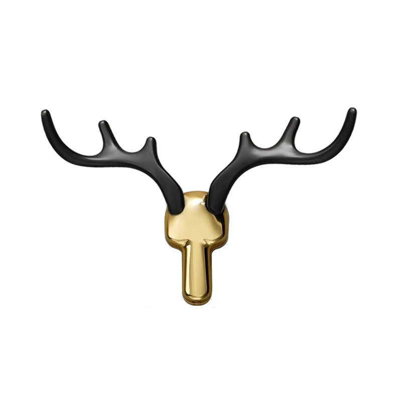 Patère Murale Bois de Cerf Alliage de Zinc Noir, Doré ou Argent
