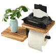 Porte-Papier Toilette Mural avec 2 Étagères en Bois, Support Métal Noir