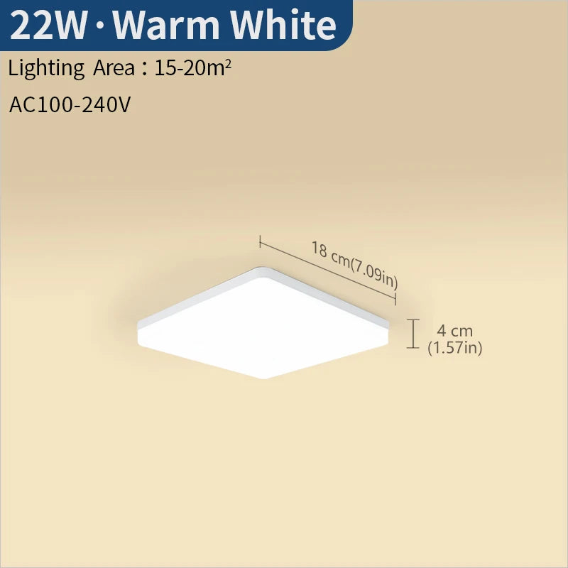 Plafonnier LED Carré Cuisine 3 Teintes 18 à 45 W