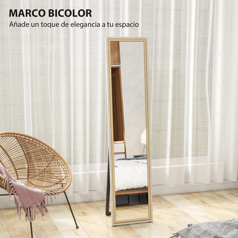 Miroir sur Pied Pleine Longueur Cadre Bicolore 157 cm
