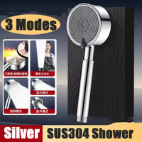 Pommeau de Douche Inox 304, 3 ou 5 Modes, Accessoires à la Pièce