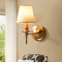 Applique Murale Cuivre Classique Abat-Jour Tissu 1 ou 2 Bras