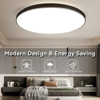 Plafonnier LED Salle de Bain Rond Ultra Plat IP65, Noir ou Blanc