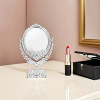 Miroir de Table Vintage Ovale Pivotant, Argent ou Doré, 20 x 33 cm