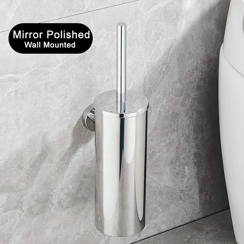 Brosse WC Inox avec Support Cylindrique, Murale ou à Poser, 7 Finitions