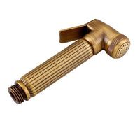 Douchette WC Rétro Laiton Antique, Kit avec Flexible et Support Mural