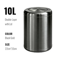 Poubelle de Salle de Bain Luxe Inox Double Couche 8 ou 10 Litres