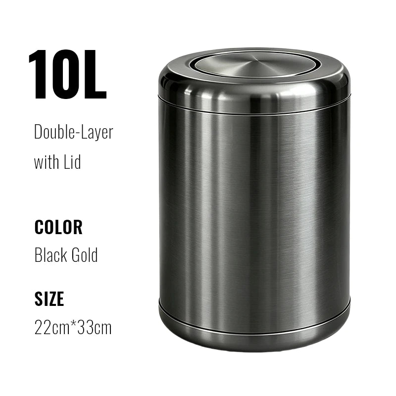 Poubelle de Salle de Bain Luxe Inox Double Couche 8 ou 10 Litres