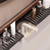 Étagère Lavabo Murale sans Perçage, Aluminium et Noyer, 40 à 60 cm