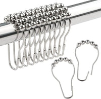 Crochets de Rideau de Douche à Billes Roulantes, Lot de 12, 5 Finitions